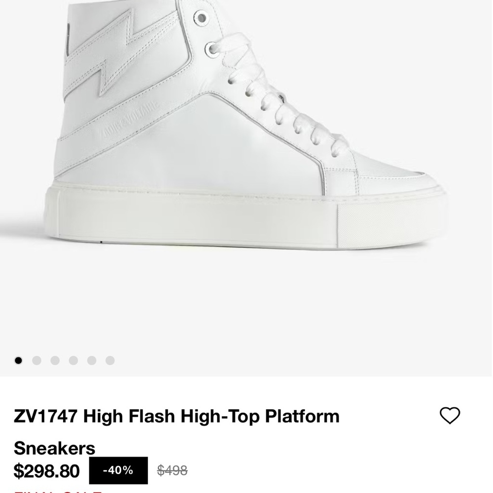 Brand New Zadig and Voltaire White leather High-Top Platform Sneakers